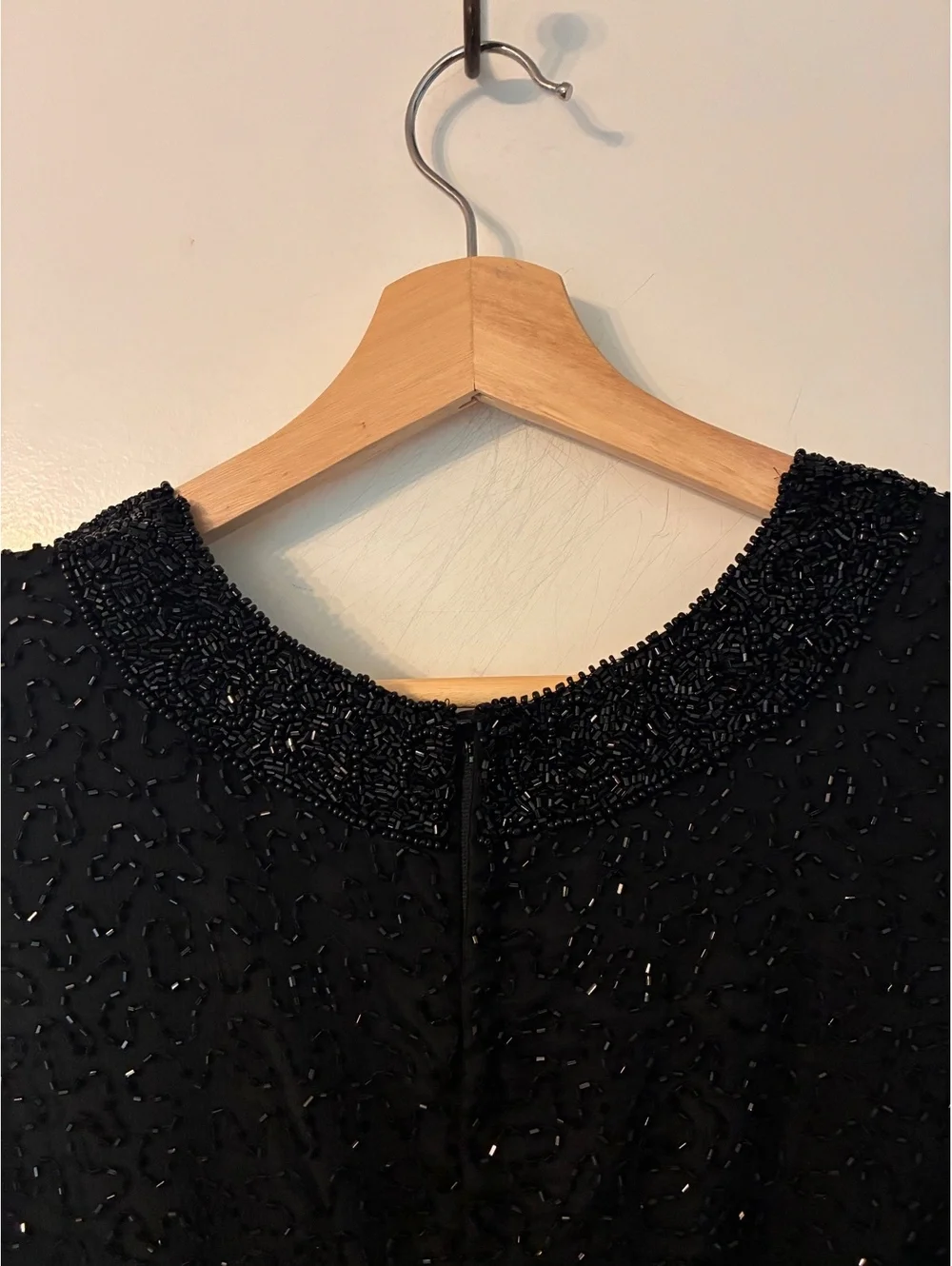Vintage Black Silk Beaded Dress Jacket Set Size M Evening Formal